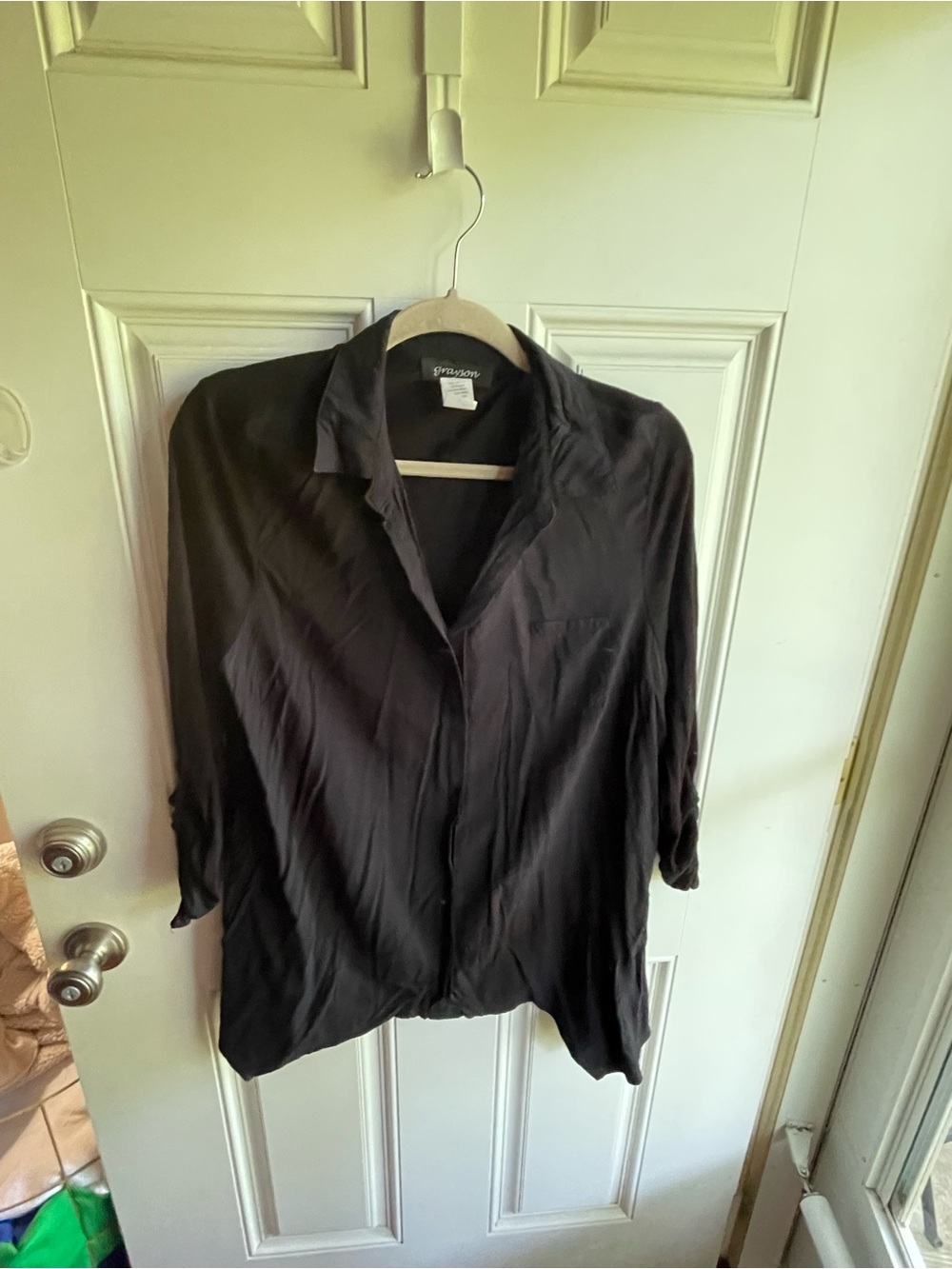 Black Relaxed Button-Front Blouse - Versatile Everyday Top